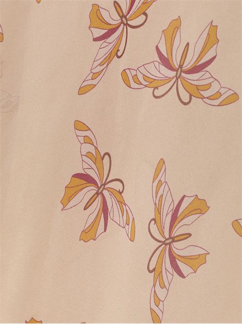 Abito lungo in chiffon di seta con stampa Farfalla LA DOUBLE J | DRE1061SIL024FAR08WH09